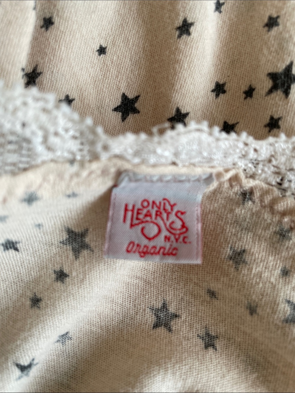 M   ONLY HEARTS. Lovely Cream Star-Print Lace-Trim Slip Dress  REVOLVE - Picture 3 of 6